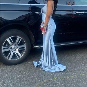 Satin Baby Blue Mermaid Gown